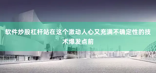 软件炒股杠杆站在这个激动人心又充满不确定性的技术爆发点前