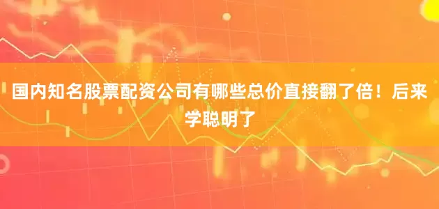 国内知名股票配资公司有哪些总价直接翻了倍！后来学聪明了